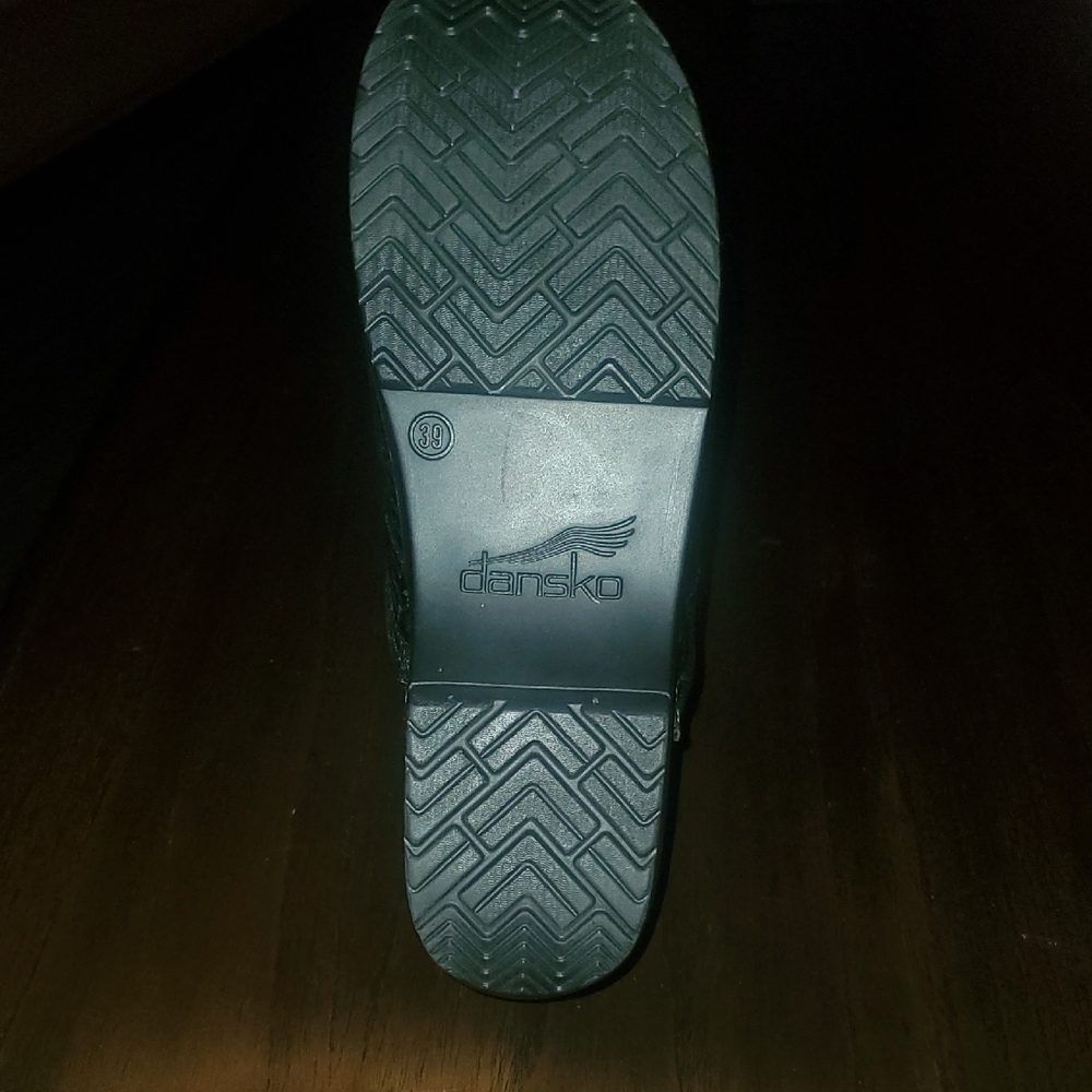 Dansko Black Embossed Leaf Pattern Clogs - image 4